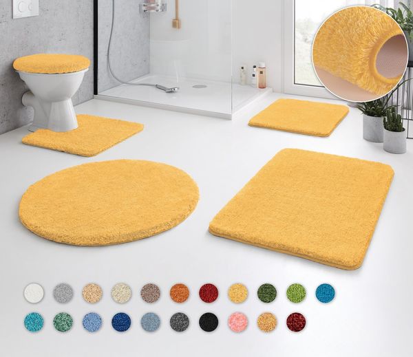 Kleine Wolke Badematte RELAX, Höhe 30 mm, rutschhemmend beschichtet, fußbodenheizungsgeeignet, Polyacryl, rund, Badteppich, Uni Farben, rechteckig, rund & als Set erhältlich