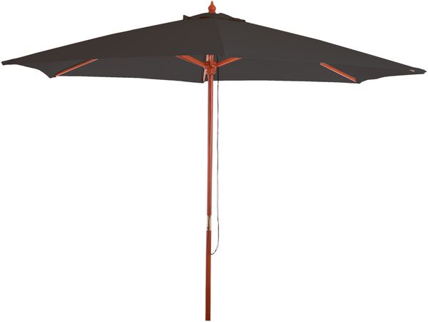 Sonnenschirm Florida, Gartenschirm Marktschirm, Ø 3m Polyester/Holz ~ anthrazit