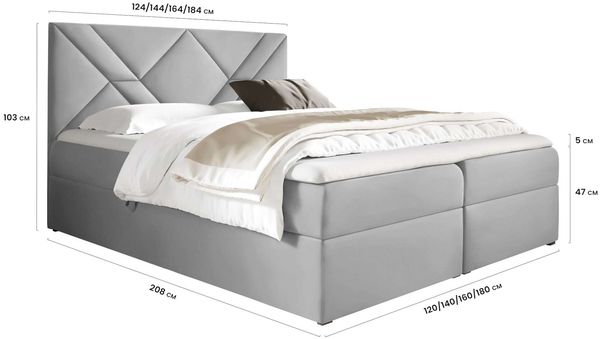 99rooms Umbro Boxspringbett 180x200 cm Velours MONOLITH Silber Bild 2