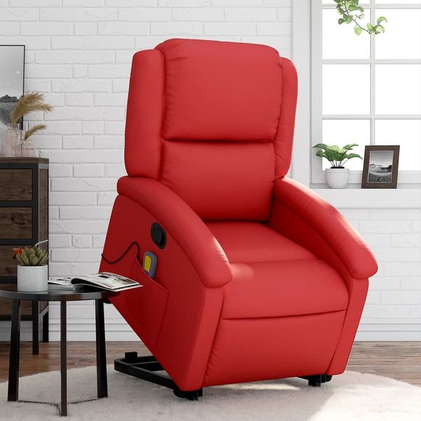 vidaXL Massagesessel mit Aufstehhilfe Rot Kunstleder 3204238