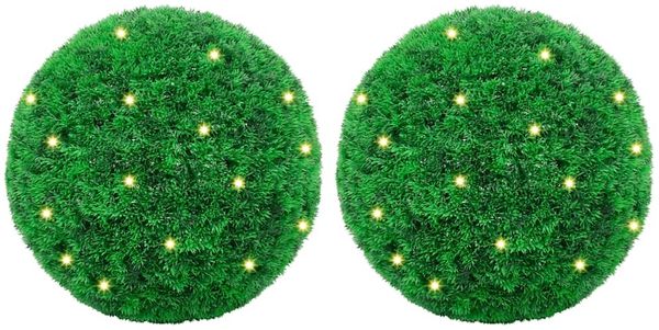 vidaXL Künstliche Buchsbaumkugeln mit LED-Leuchten 2 Stk. Grün 52 cm 3335909