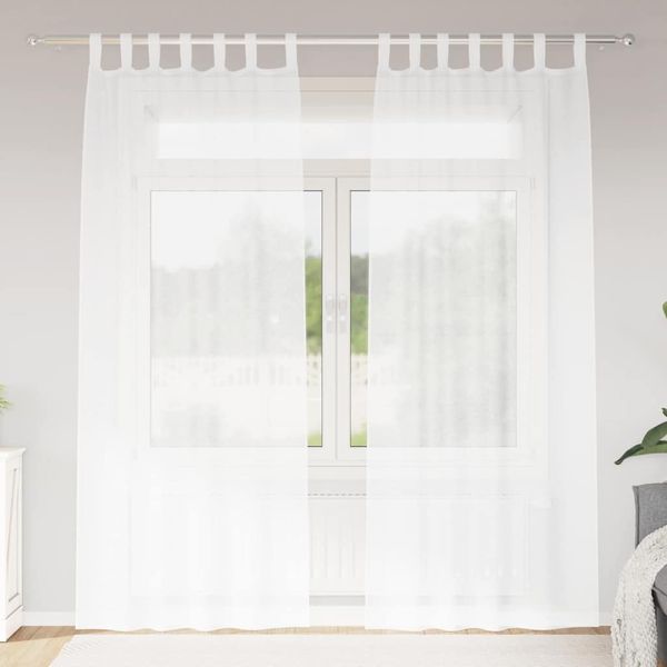 vidaXL Voile-Vorhang mit Vorhängen 2 pcs Weiß 225 x 140 cm Polyester 4108034