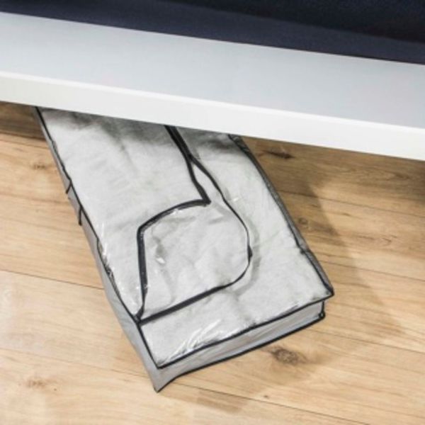 Unterbettkommode 102x45x15cm PEVA grau/schwarz Aufbewahrung mit Reißverschluss