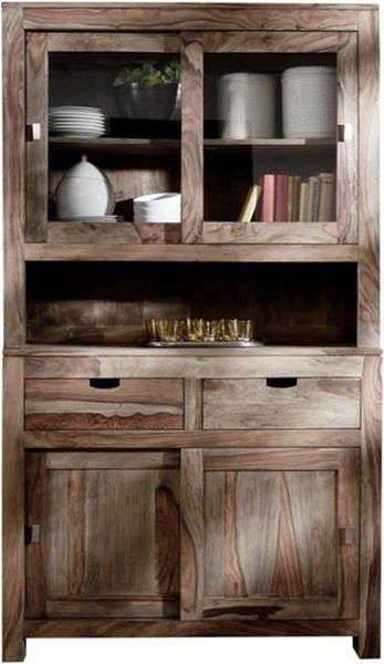 Buffet Sheesham 110x45x190 grau geölt NATURE GREY #64