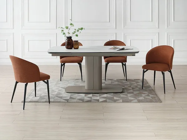 Vente-unique - CARIOULA Esstisch GlasKeramik SchokoladenbraunWeiß - B 90 cm x H 76 cm x L 210 cm250 cm170 cm