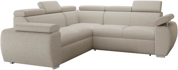Ecksofa Boston Maxi mit Schlaffunktion, Bettkasten, Einstellbare Kopfstützen (Farbe: Aragon 03)
