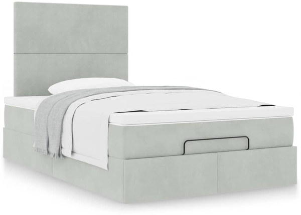 vidaXL Ottoman-Bett mit Matratzen Hellgrau 120x200 cm Samt 3313391 Bild 3