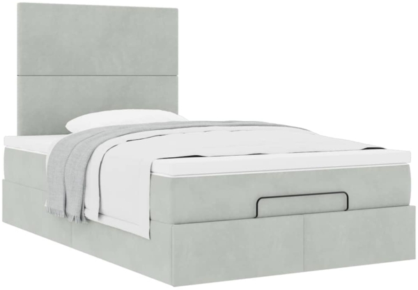 vidaXL Ottoman-Bett mit Matratzen Hellgrau 120x200 cm Samt 3313391 Bild 4
