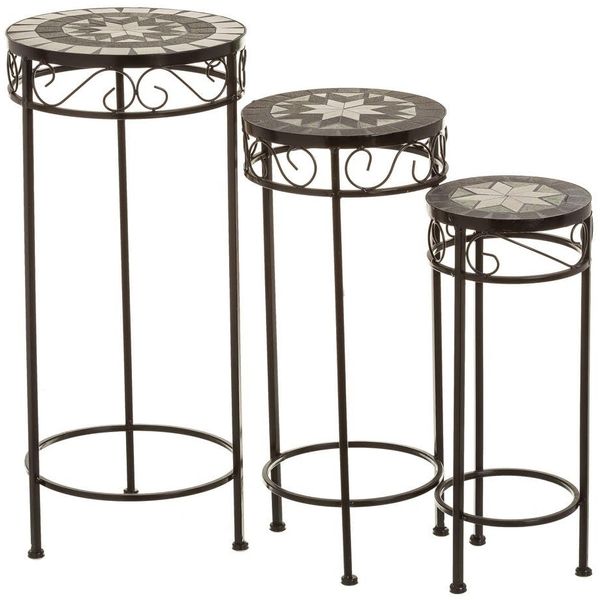 Set mit 3 Beistelltischen aus Metall in Schwarz