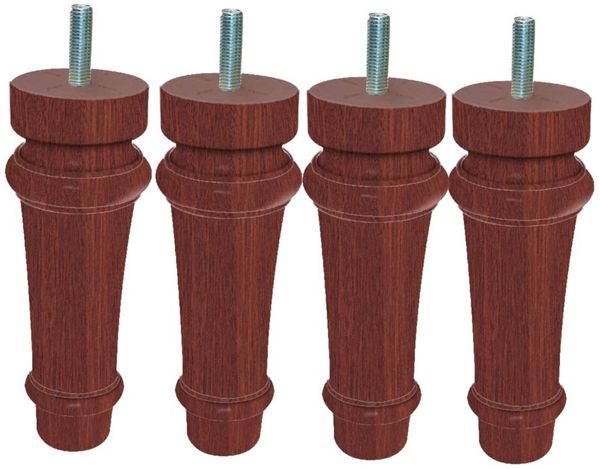 Margot – Royal Louis XVI Set 4 Füße für Lattenrost 5,5 x 5,5 x 18 cm, Holz, Mahagoni, 5,5 x 5,5 x 18 cm