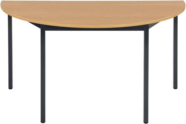 Bisley Mehrzwecktisch, halbrund, Gestell aus Stahl, 30 x 30 mm, pulverbeschichtet, Farbe: 333 schwarz; Tischplatte 19 mm, melaminharzbeschichtet, hochabriebsfest, Dekor: BC buche; Maße: H 740 x B 1200 x T 600 mm