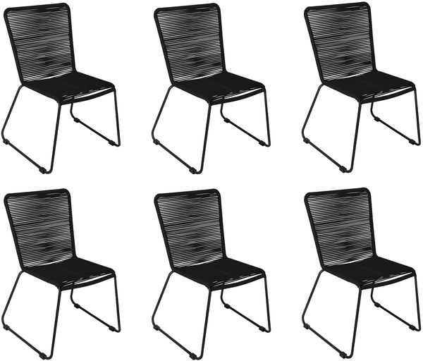 Gartenstuhl Outdoor-Seilstuhl Farbe Schwarz mit Eisen-Gestell in schwarz ISRA (6er Set) 136312699