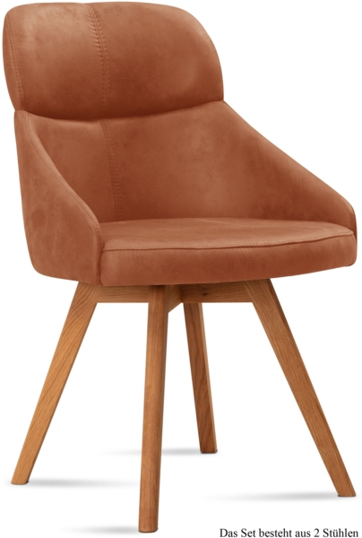 Esszimmerstuhl (2er-Set) Donna 52x82x63 Eiche geölt/Cognac