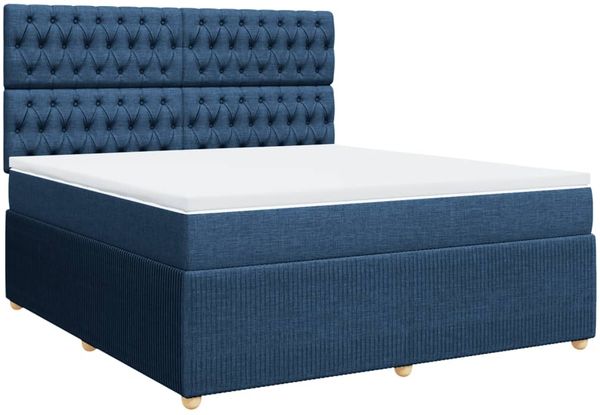 vidaXL Boxspringbett mit Matratze Blau 180x200 cm Stoff 3294448 Bild 3