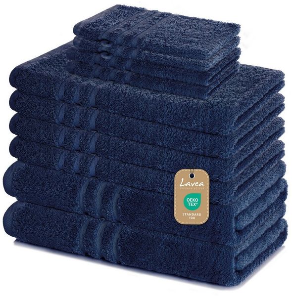 Lavea Handtuch Set Elena, Duschtücher, Handtücher, Gästetücher, Waschhandschuhe, 100% Baumwolle (Set, 10-St), Frottierserie, weich & saugstark, pflegeleicht, 500 g/m² Frottier