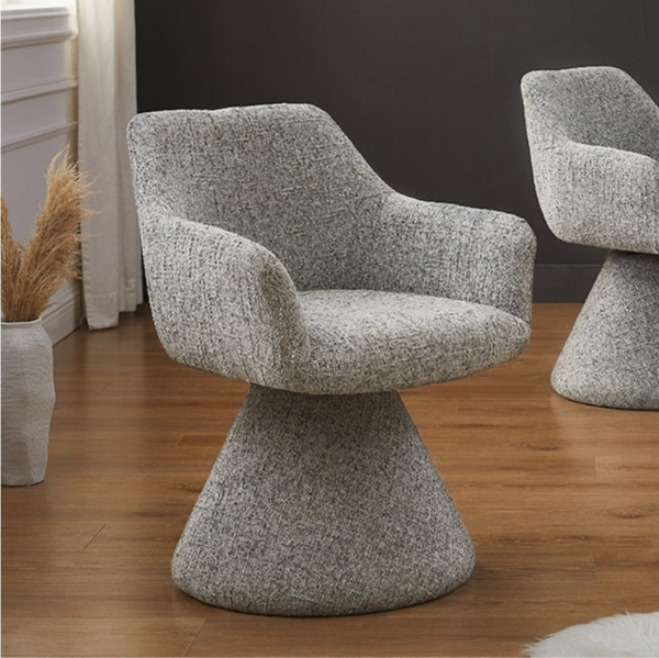 LebensWohnArt Stuhl Komfortstuhl mit Drehfunktion BIENTO grau Chenille 180° Auto-Return