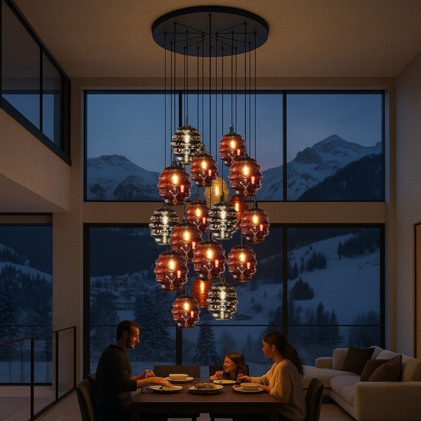 s.luce Echos Galerieleuchte 20-flammig Ø 120cm Baldachin Ø 18/25cm Rauch, Schwarz Bild 2