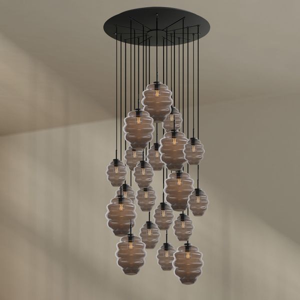 s.luce Echos Galerieleuchte 20-flammig Ø 120cm Baldachin Ø 18/25cm Rauch, Schwarz