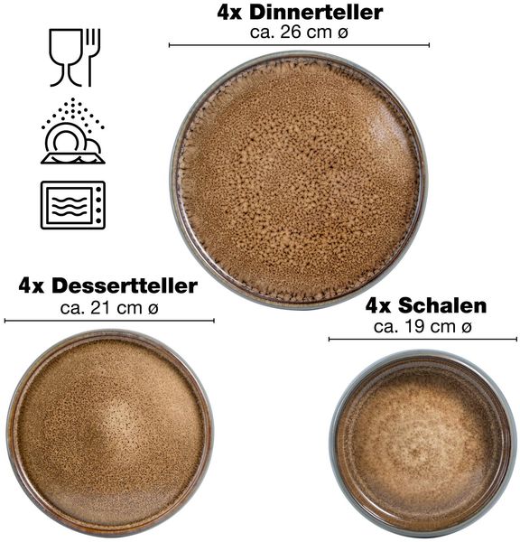 Moritz & Moritz SOLID 12tlg Geschirrset Beige Bild 2