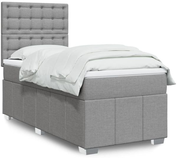 vidaXL Boxspringbett mit Matratze Hellgrau 80x200 cm Stoff 3293809