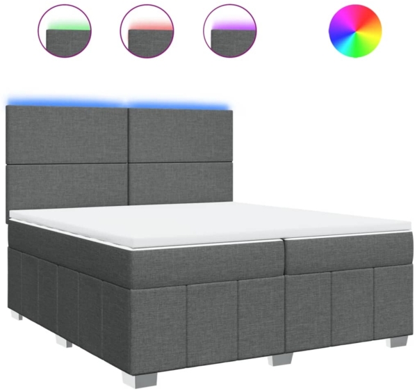 vidaXL Boxspringbett mit Matratze Dunkelgrau 200x200 cm Stoff 3294069