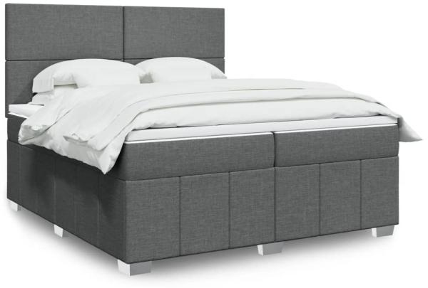 vidaXL Boxspringbett mit Matratze Dunkelgrau 200x200 cm Stoff 3294069