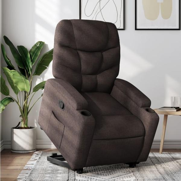 vidaXL Relaxsessel mit Aufstehhilfe Dunkelbraun Stoff 3204601