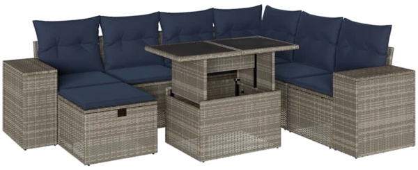 vidaXL 8-teiliges Gartensofa-Set mit Kissen, grau, Polyrattan 3275321