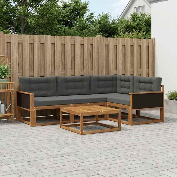 vidaXL Outdoor-Sofagarnitur mit Kissen 5 pcs Natur und Anthrazit 3382535