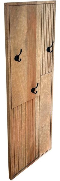 SIT Garderobenpaneel Garderobe – Massives Mangoholz mit dekorativem Lamellen‑Design, Massives Mangoholz‑Garderobenpaneel mit dekorativem Lamellen‑Design