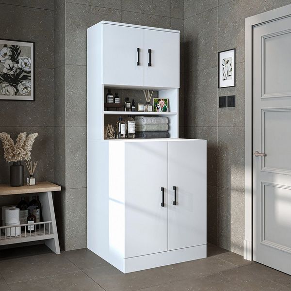 Roomart Waschmaschinenumbauschrank ATRIA Waschmaschinenschrank 70 cm, 180 cm hoch, Hauswirtschaftsraum (Waschmaschinenschrank Trocknerschrank Waschturm) Geräteöffnung 88x65 cm, Mittelfach, 2-modul Aufbau