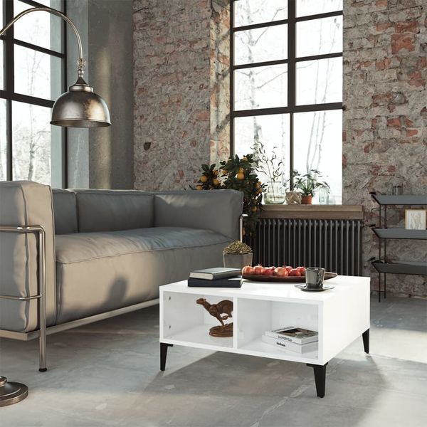 vidaXL Couchtisch Hochglanz-Weiß 60 x 60 x 30 cm Spanplatte [805992]