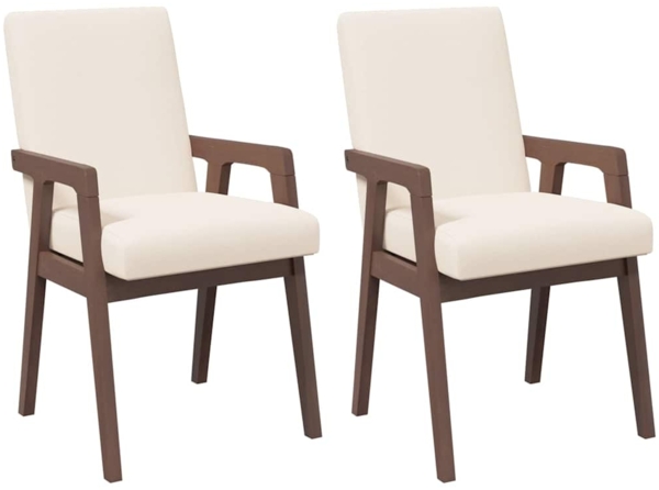 vidaXL Esszimmerstühle mit Kissen 2 Stk. Braun Massivholz Gummibaum 4102481