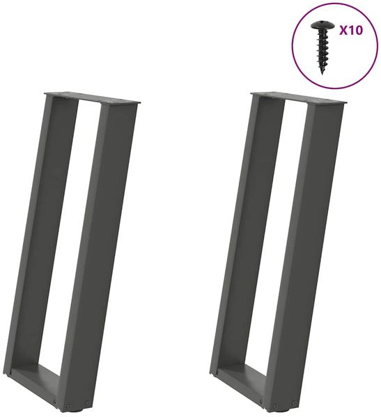 vidaXL Konsolentischbeine U-Form 2 Stk. Anthrazit 28x(72-73) cm Stahl 4012778