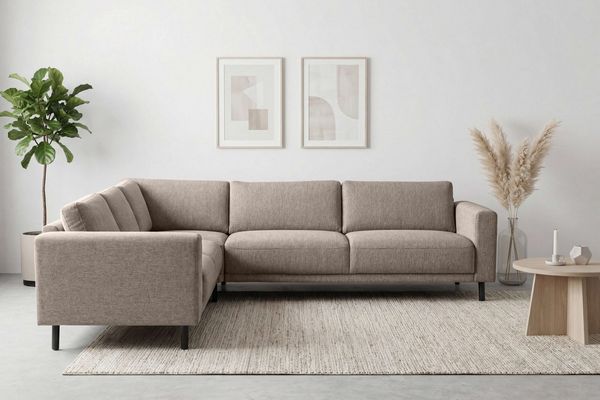 Home affaire Ecksofa Sveeva, L-Form, B. 288 cm, schwarze Metallfüße, langlebiger Webstoff, mit Wellenunterfederung, viele Farben