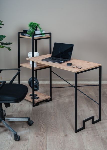 Schreibtisch mit Regalen 45 x 55 cm Metall Schwarz 90729847 [en. casa]