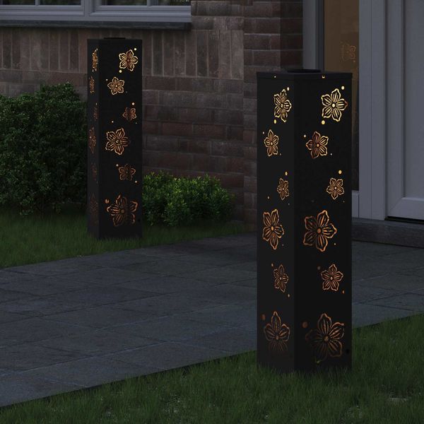 vidaXL Solar LED Weg Licht 2 pcs Schwarz Kalt gewalzter Stahl 879744 Bild 3