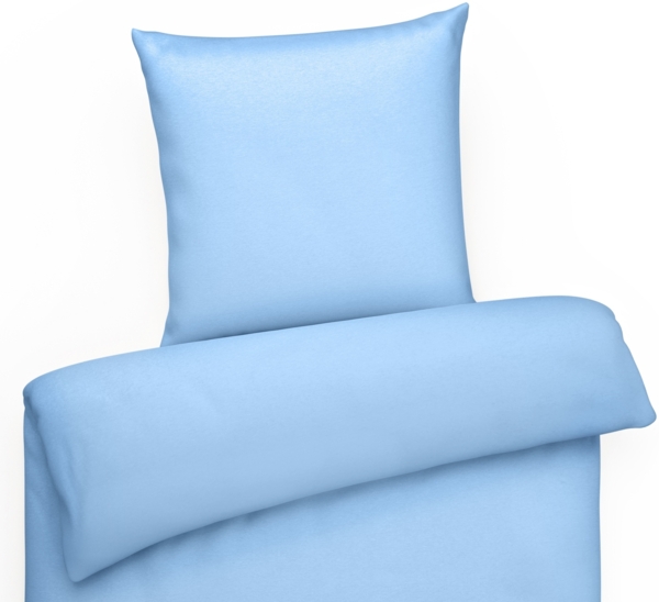 Mako-Satin Bettwäsche "Premium" aus 100% Baumwolle - Uni Hellblau 135x200 cm und 80x80 cm Bild 4