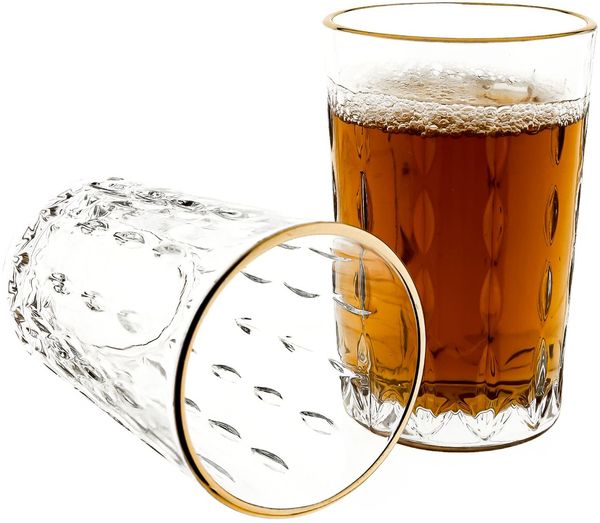 12-teiliges Gläser-Set - modernes Tropfendesign mit Goldumrandung 150 ml