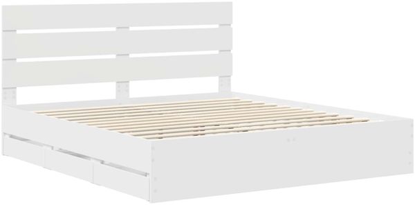 vidaXL Bettrahmen mit Schubladen Weiß 180 x 200 cm Ingenieurs Holz 3411813 Bild 4