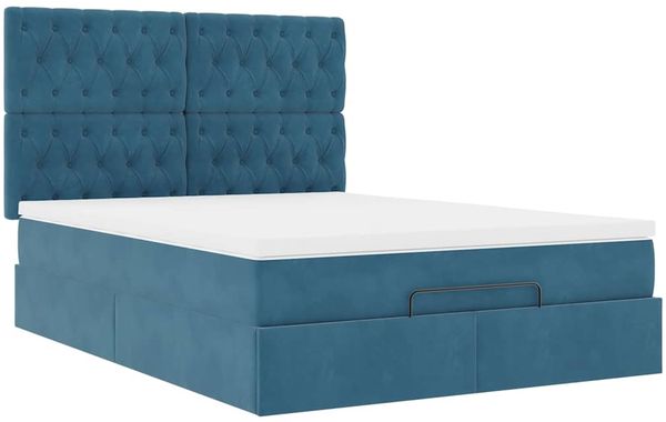 vidaXL Ottoman-Bett mit Matratzen & LEDs Dunkelblau 140x200 cm Samt 3314400 Bild 7