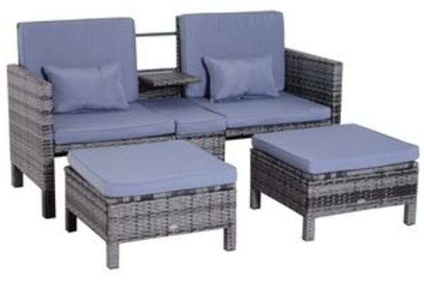 Outsunny Sitzgruppe Rattan-Sitzgruppe als 3-teiliges Set Bild 6