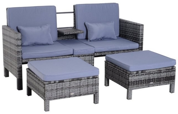 Outsunny Sitzgruppe Rattan-Sitzgruppe als 3-teiliges Set Bild 4