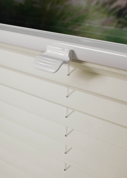 ondeco Plissee nach Maß für alle Fenster innen Montage in Glasleiste mit Spannschuh Sonnenschutz Rollo Sichtschutz Blickdicht - Vanille - B): 91-100 cm, H): 151-200 cm Bild 4