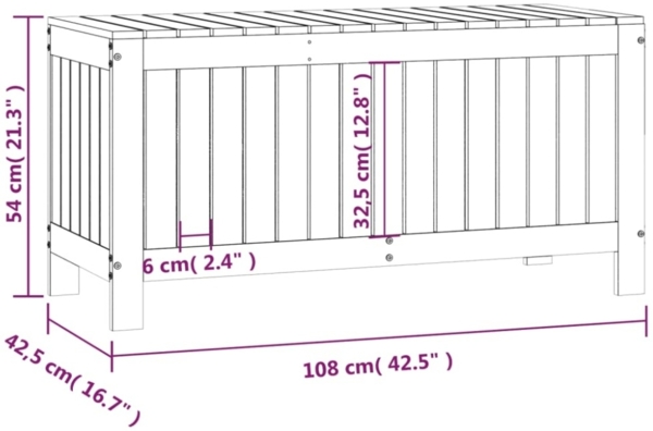 vidaXL Gartentruhe Honigbraun 108x42,5x54 cm Massivholz Kiefer 823832 Bild 6