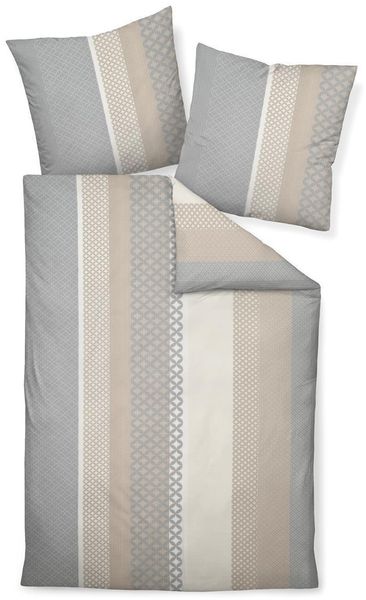 Janine Mako Satin Bettwäsche 2 teilig Bettbezug 155x220 cm Kopfkissenbezug 80x80 cm Palermo 31043-7 sand silber Bild 2