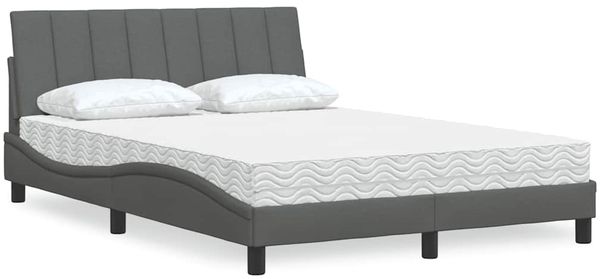 vidaXL Bett mit Matratze "Hanko" Dunkelgrau 140x190 cm Stoff 3310525