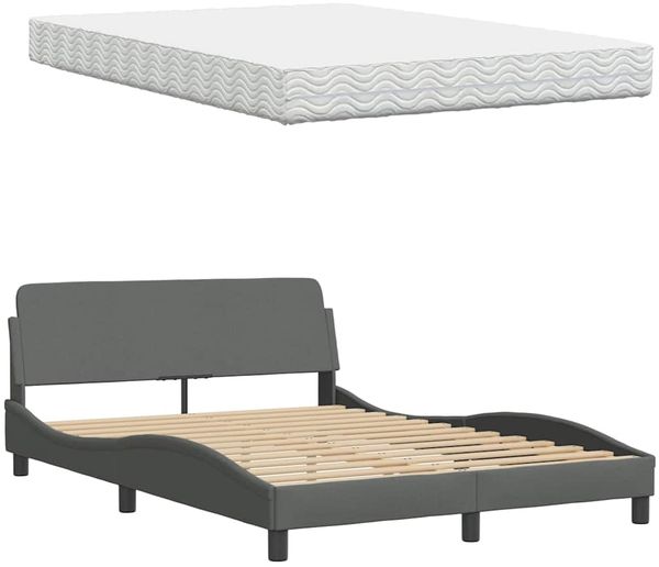 vidaXL Bett mit Matratze "Hanko" Dunkelgrau 140x190 cm Stoff 3310525 Bild 8
