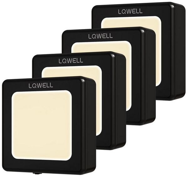 LQWELL LED Steckdosenleuchte Nachtlicht Steckdose Faltbar mit Dämmerungssensor, LED fest integriert, Nachtlampe Einstellbare Helligkeit, Automatisch Steckdosenlicht, Orientierungslicht Warmweiß, Bewegungsmelder, 1/2/3 Stück LED Nachtlicht Kinder