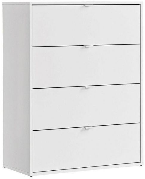 mokebo Sideboard Die Stilvolle (mit 4 Schubladen), Nachttisch, Highboard, Anrichte oder Kommode in Weiß